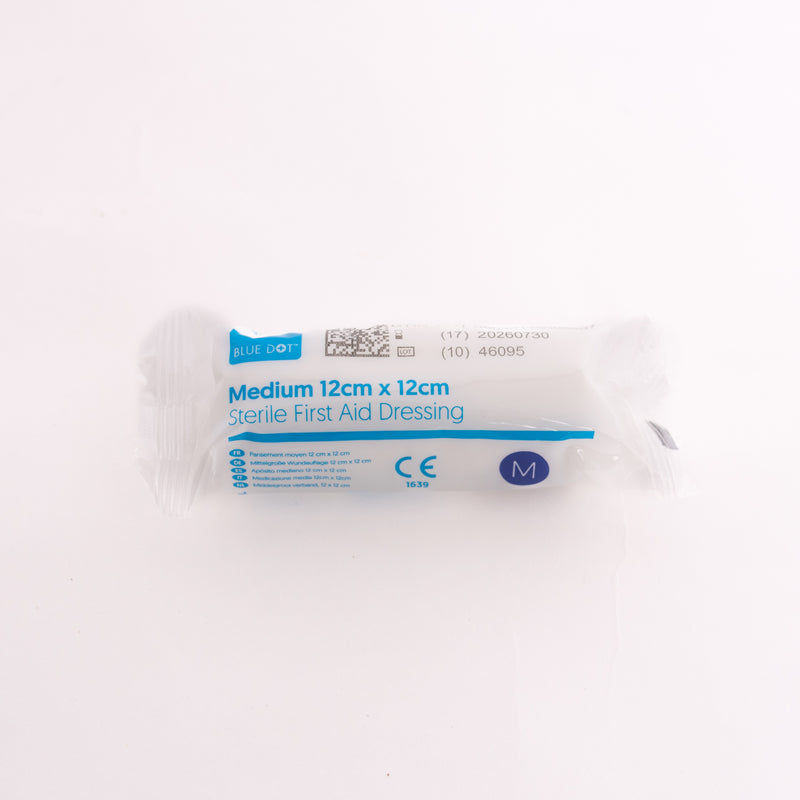 Sterile, low adherent double pad with extra long, fast edged conforming bandage. Economical dressings are made of low-adherent material. Medium dressing pad 12cm x 12cm on a conforming bandage. A high quality medium HSE dressing with 12x12cm dressing pad. The dressing is sterile and flow wrapped. 