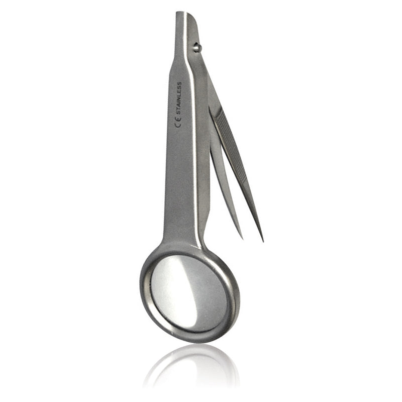 Stainless Steel 7.5cm Splinter Forceps With Magnifier