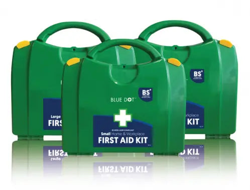 Green first aid kits.