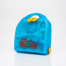 Translucent blue childcare first aid kit.