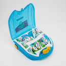 Open blue first aid kit.