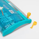 Turquoise and gray first aid kit with yellow keys.