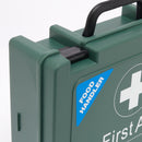 Green first aid kit.