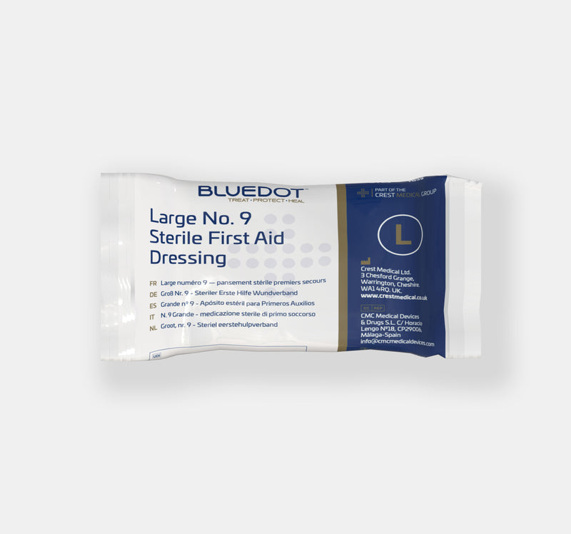 Sterile first aid dressing.