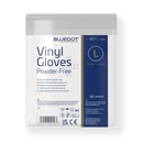 Vinyl gloves in a sealed package.