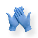 Blue nitrile examination gloves.