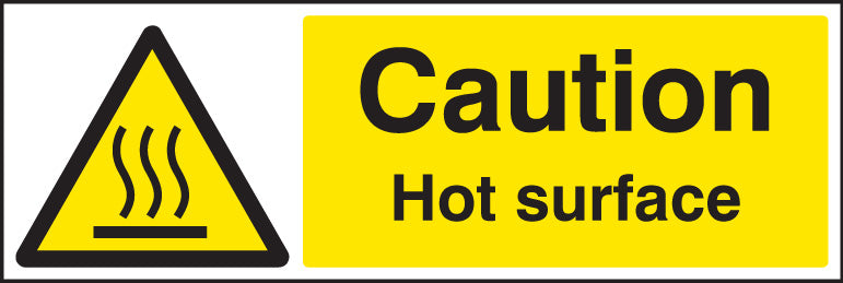 Caution hot surface sign self adhesive