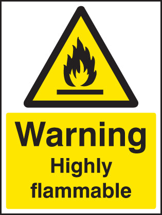 Warning Highly flammable sign self adhesive