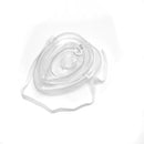 Transparent CPAP mask with headgear.