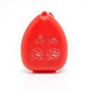 Red egg-shaped resuscitation mask case.