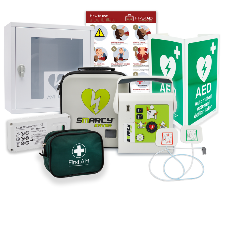 Smart Package 3: Smarty Saver F2F Semi-Automatic Defibrillator with Lockable Cabinet