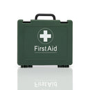 Green first aid kit.