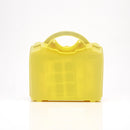 Yellow plastic carrying case.