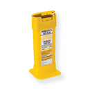 Yellow sharps disposal container.