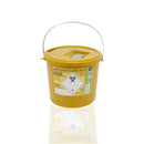 Yellow biohazard waste container.