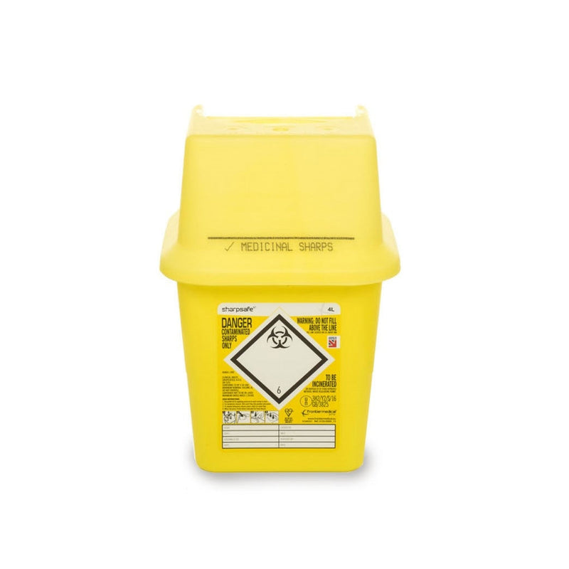 Sharps Disposal Container Bin 3.75 Litre. Our sharps disposal bins are designed for the safe and effective disposal of contaminated sharps requiring incineration, providing protection for the user and prevention from sharps injuries, contamination and the spreading of diseases. 