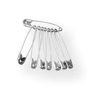 Group of silver safety pins.