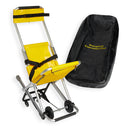 Yellow emergency evacuation chair with black carrying case.