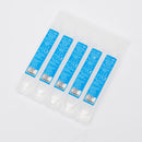 Five single-use eye drop vials in a clear plastic package.