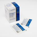 Box of adhesive bandages and two individually wrapped bandages.