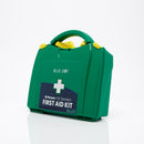 Green first aid kit.