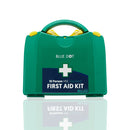 Green first aid kit.