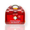 Red chemical splash eye wash kit.