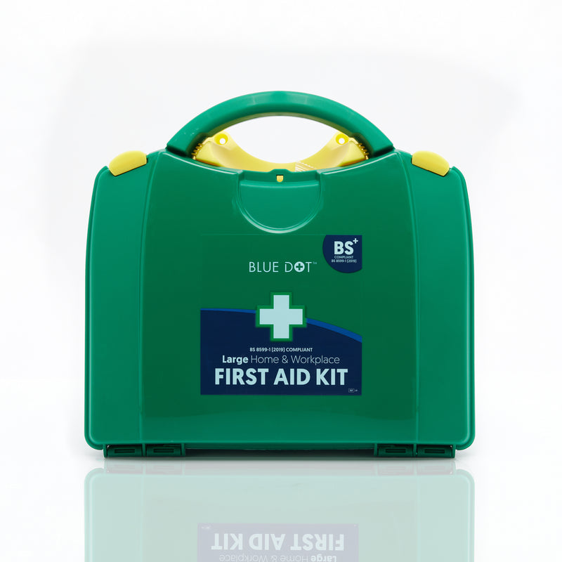 Green first aid kit.