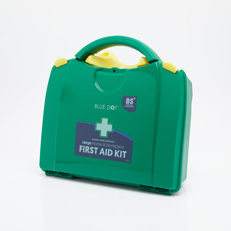 Green first aid kit.