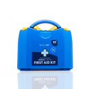 Blue first aid kit.