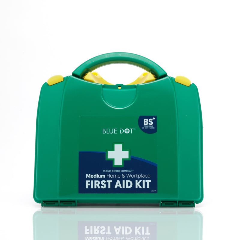 Green first aid kit.