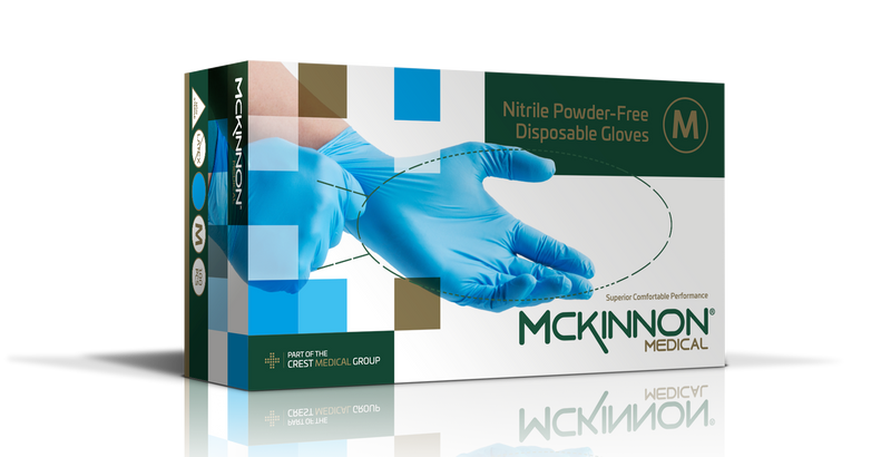 Mckinnon Medical Large Blue Nitrile Powder-Free Examination Gloves (Box 100)