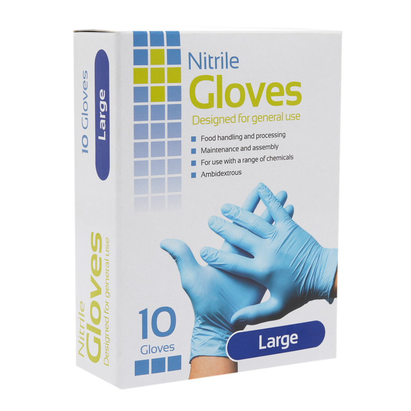 Nitrile Gloves Blue  Pack of 10 Large