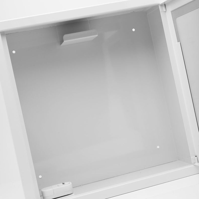 Empty white metal locker.