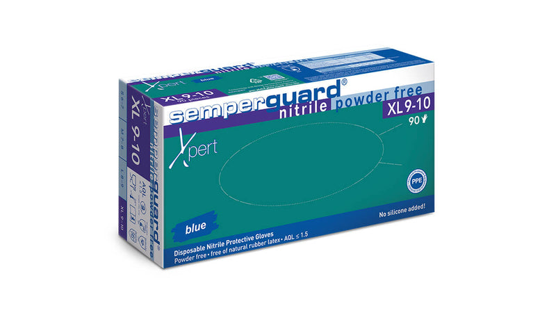 The semperguard® nitrile Xpert with extra wall thickness offers the strongest protection of all models in the semperguard® disposable glove portfolio and – as the name indicates – resulting in a highly resilient glove that is preferred by professional users in various fields of application. 