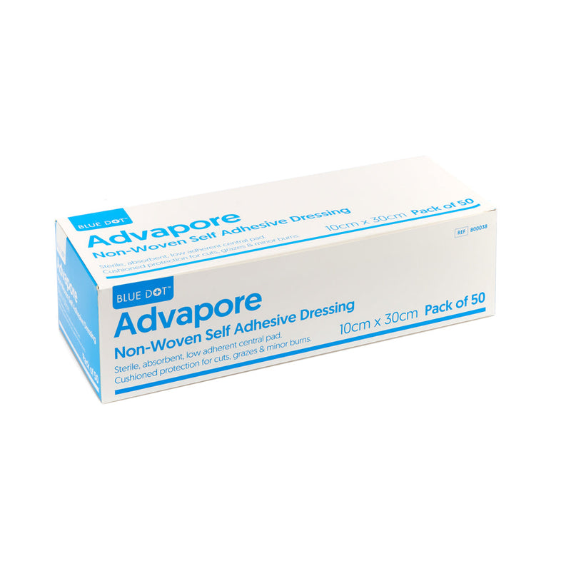 Advapore Non-Woven Fabric Adhesive Wound Dressing (Box 50) - 10cm x 30cm