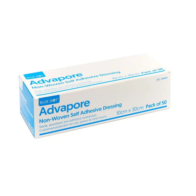 Advapore Non-Woven Fabric Adhesive Wound Dressing (Box 50) - 10cm x 30cm