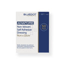 Box of non-woven self-adhesive dressings.