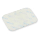 Adhesive bandage with rounded corners.