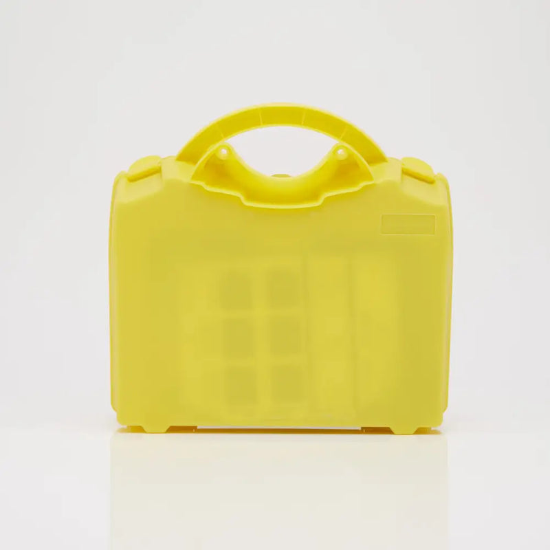 Yellow plastic carrying case.