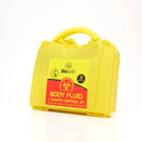 Yellow body fluid disposal kit.