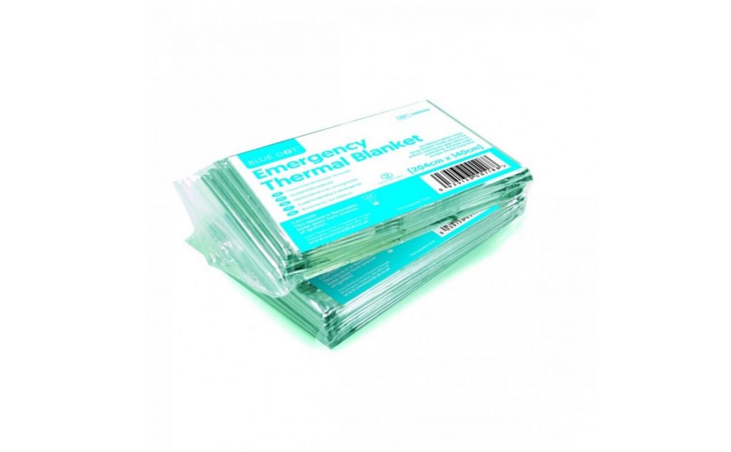 Emergency thermal blanket for first aid.