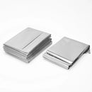 Stacked silver emergency blankets.