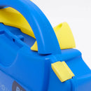 Blue and yellow plastic toolbox.