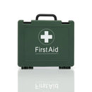 Green first aid kit.