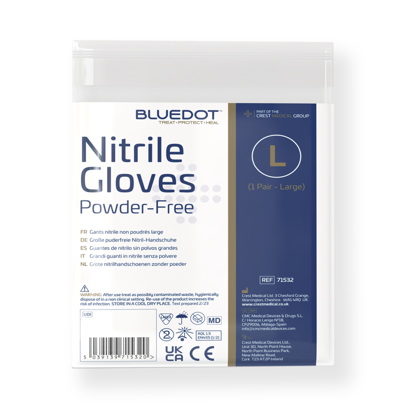 Blue Dot Nitrile Powder-Free Non-Sterile Gloves (Pair) - Large