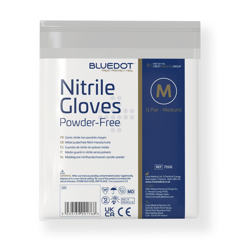 Blue Dot Nitrile Powder-Free Non-Sterile Gloves (Pair) - Medium