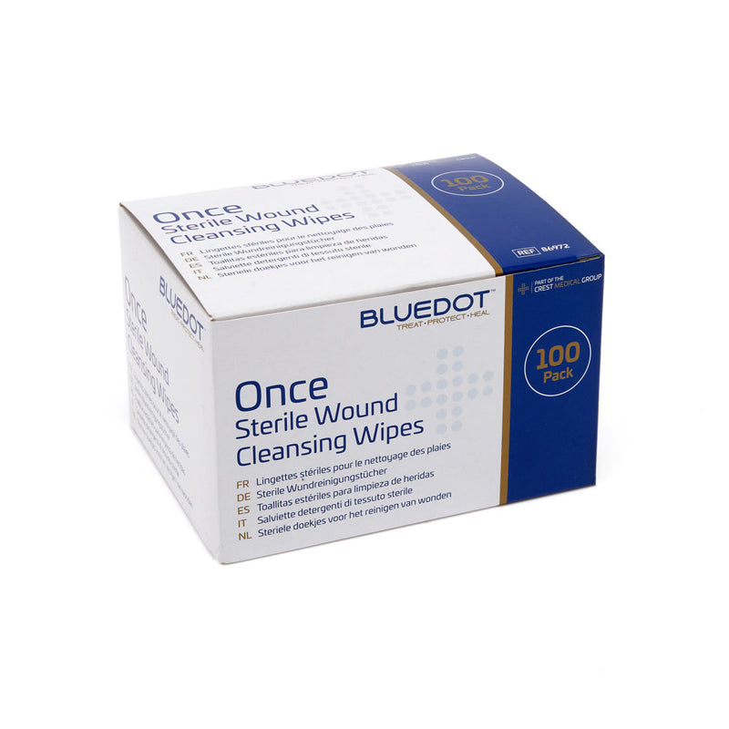 Blue Dot Once Sterile Saline Wipes - Box of 100