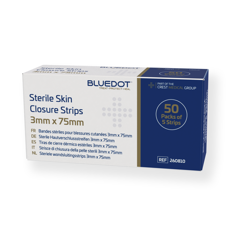 Blue Dot Sterile Skin Closure Strips 75mm x 3mm (Box 50 x 5)