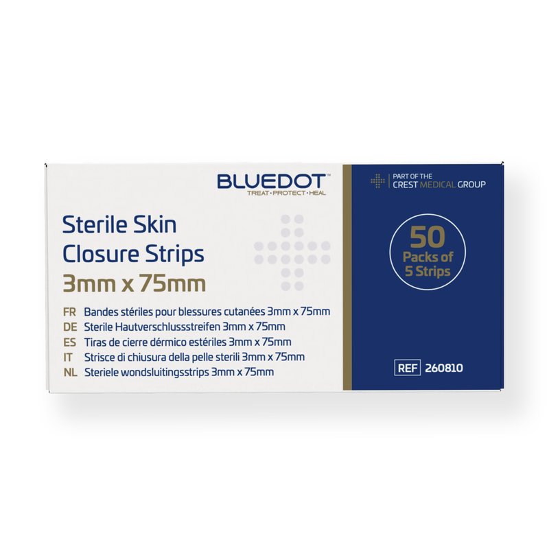 Blue Dot Sterile Skin Closure Strips 75mm x 3mm (Box 50 x 5)